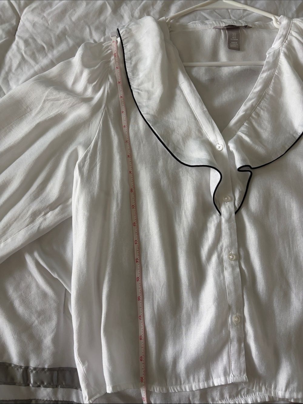 H&M White Ruffle-Trim Button Front Blouse - Picture 9 of 11